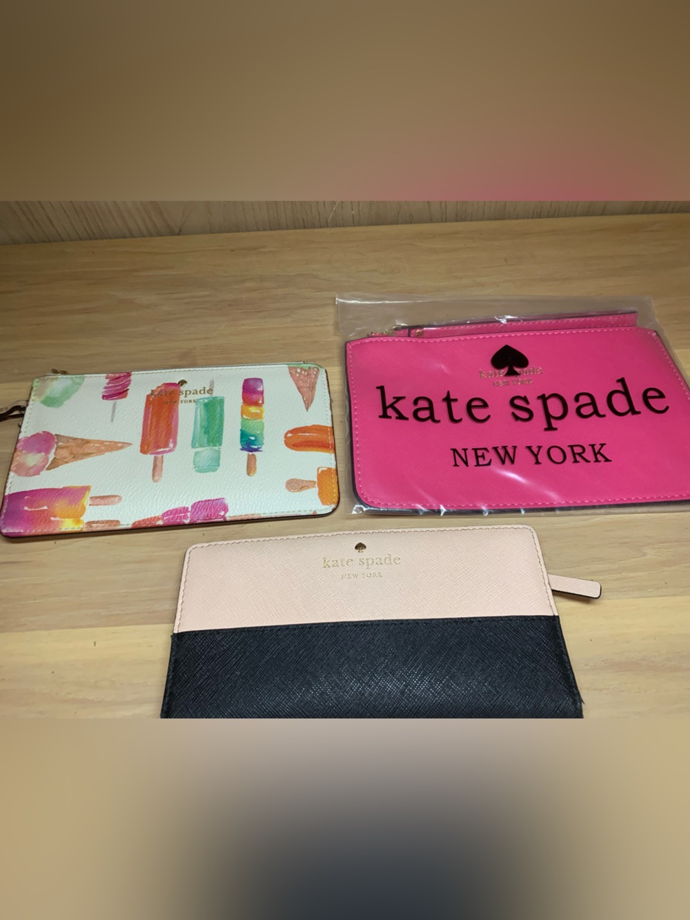 Kate Spade Wallet Bundle - 3pc Set NWT Wristlet, Slim Bifold & Ice Pop Pouch